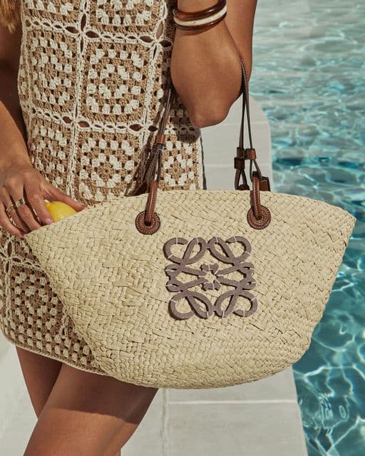 Palm Leaf Monogram Straw Tote