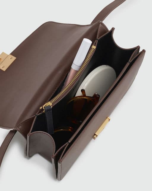 Italian Leather Box Shoulder Bag