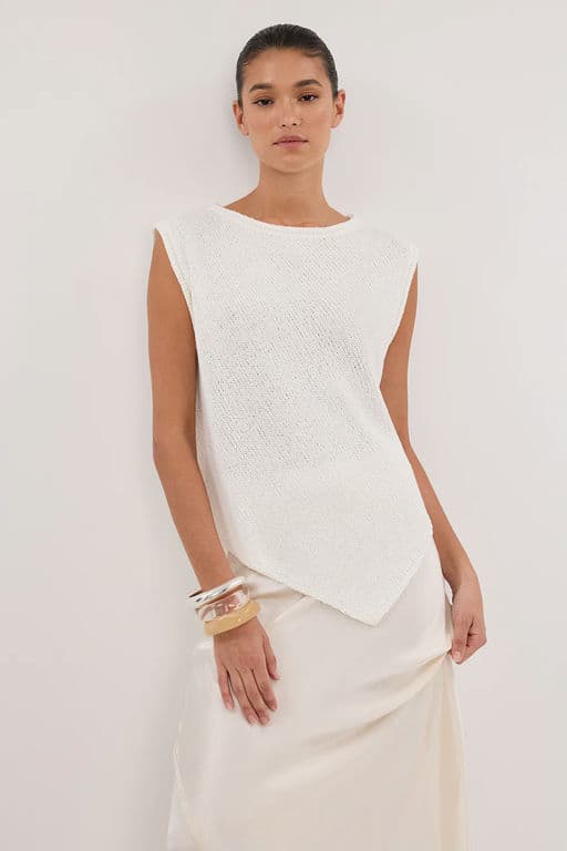 Althea Off White Asym Knit Top