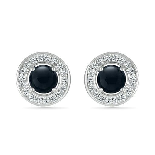 Black Onyx and Silver Stud Earrings